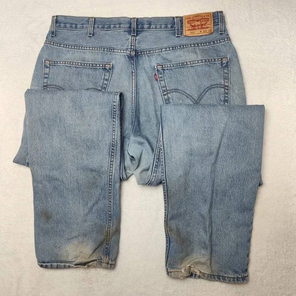 Vintage Levis 550 Jeans Mens 38x34 Blue Y2K Light Distressed‎ Straight Denim